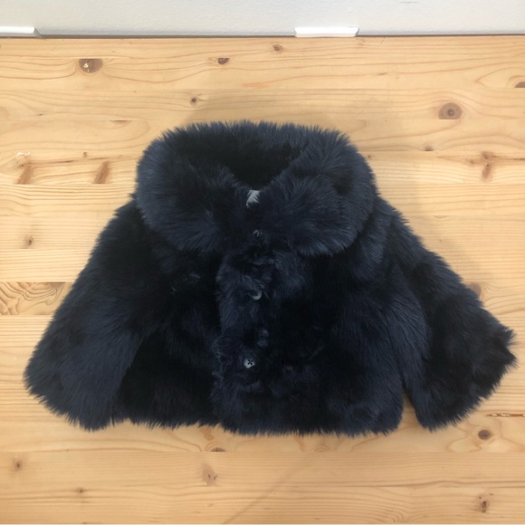 Janie And Jack Faux Fur Blue Jacket Girls Size 2T New Festive Winter Christmas - Picture 1 of 6